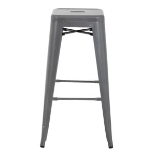 High Galvanized Steel Metallic Grey Stools - Set of 4 - Bolero