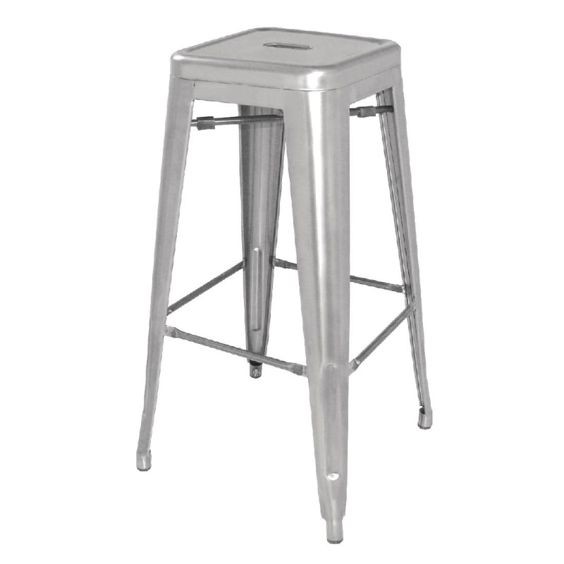 High Stools in Silver Grey Galvanized Steel - Set of 4 - Bolero High Stools in Silver Grey Galvanized Steel - Set of 4 - Bolero