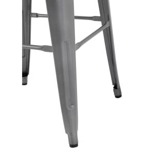 Hoge Bistro Kruk van Grijs Staal met Houten Zitting - Set van 4 - Bolero