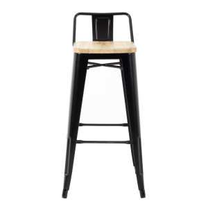 Hohe Hocker mit Rückenlehne und Sitz aus Holz – Schwarz - 4er-Set - Bolero