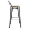 Hohe Hocker mit Rückenlehne und Sitz aus Holz - Metallisches Grau - 4er-Set - Bolero
