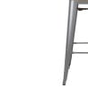 High Stools with Backrest and Wooden Seat - Metallic Gray - Set of 4 - Bolero