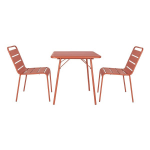 Vierkante tafel met stalen latten - Terracotta - Bolero