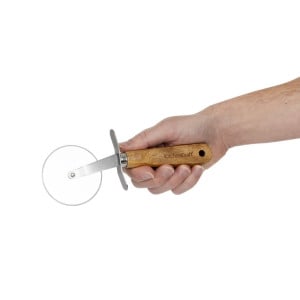 Stainless Steel Pizza Cutter - 65 mm Wooden Handle, Kitchen Craft Quality