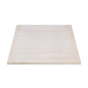 Square Vintage White Pre-Drilled Table Top 700mm Bolero - High Quality Wicker Wood