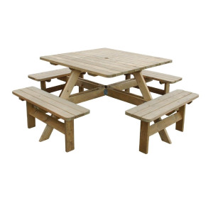 Vierkante houten picknicktafel Rowlinson 1980mm: Gezelligheid en robuustheid