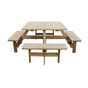 Picknicktafel van hout vierkant Rowlinson 1980mm: Gezelligheid en Stevigheid