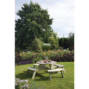 Ronde Houten Picknicktafel 2000mm Rowlinson: Robuust & Elegant