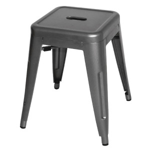 Low Stools in Grey Metal Steel - Set of 4 Bolero Bistro