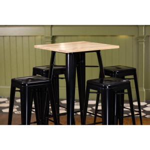 Table de Bar Noire avec Plateau en Bois Bolero - Élégante et Fonctionnelle