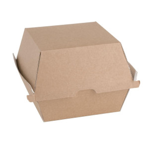 Kleine kompostierbare Hamburgerboxen 112mm - Packung 150 Kraft Fiesta