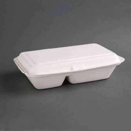 Doosjes 2 Compartimenten Bagasse Composteerbaar 253 mm - Set van 200