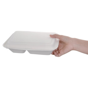 Doosjes 2 Compartimenten Bagasse Composteerbaar 253 mm - Set van 200