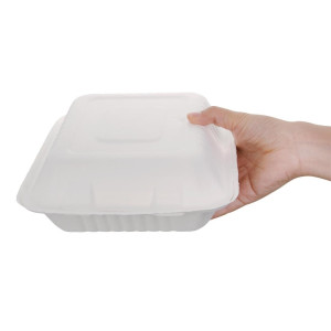 3-Compartment Bagasse Compostable Boxes 201mm - Pack of 200