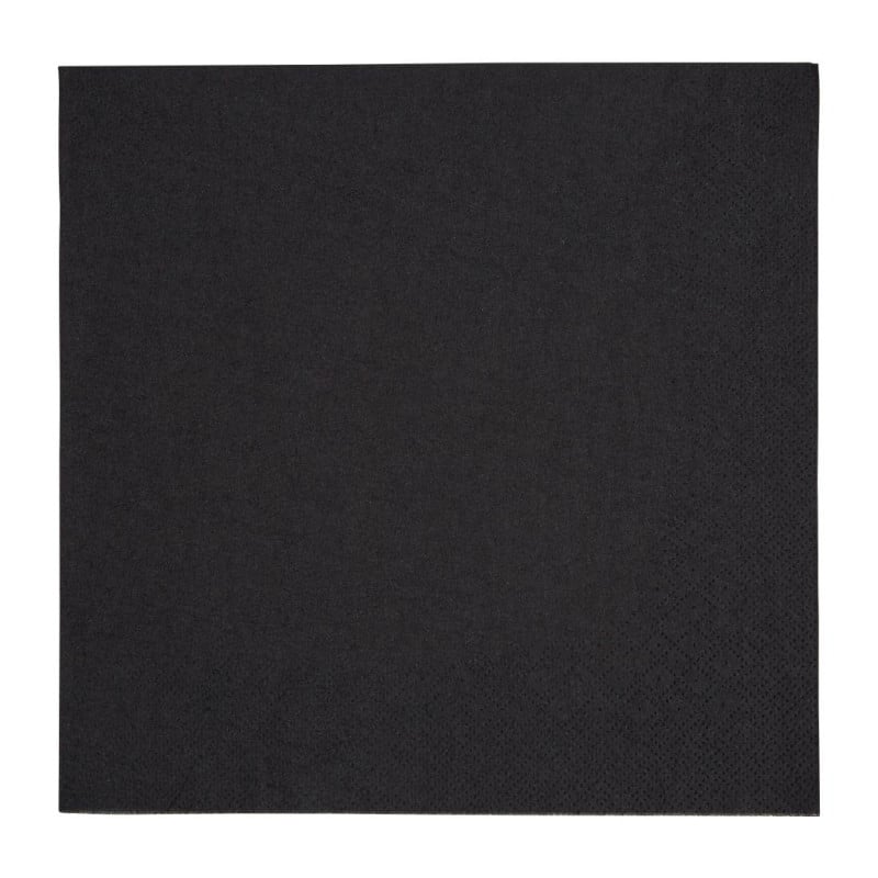 Serviettes Dîner 3 Plis Noires 400mm - Lot de 1000 - Qualité Supérieure