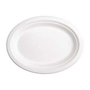 Compostable Oval Bagasse Plates 316mm - Pack of 50, Fast Delivery, High Quality