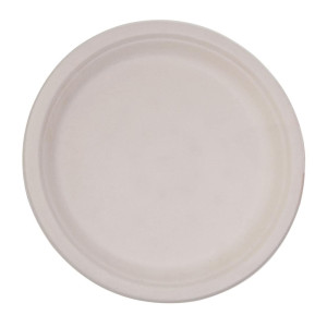 Assiettes rondes compostables en bagasse naturelle - Lot de 50, 260mm