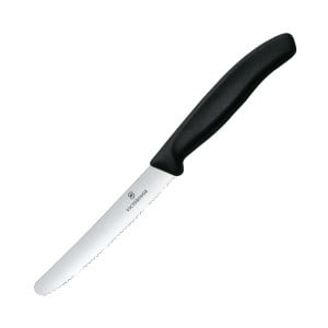 Tomatenmes met gekarteld lemmet Victorinox Zwart 11 cm - Uitzonderlijke precisie en kwaliteit!