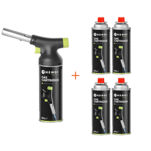 Pack Keukengasbrander Set Brander en Fles en 4 Gasvullingen - HENDI
