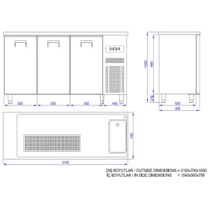 3-Door Beer Cooler - Right Tap - CombiSteel