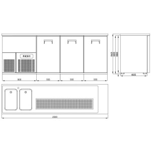 3-Door Beer Cooler - 2 Taps on the Left - CombiSteel