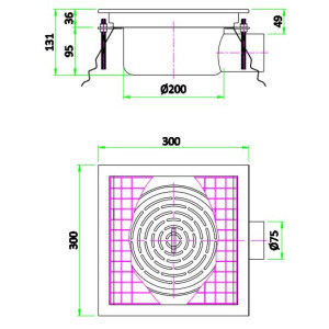 Bodenablauf - 300 x 300 mm - CombiSteel