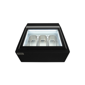 Black Countertop Ice Cream Display - Static - 3 x 5 L - Customer Side - CombiSteel