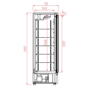 Koelvitrine met positieve temperatuur 1 deur zwart - 600 L | CombiSteel