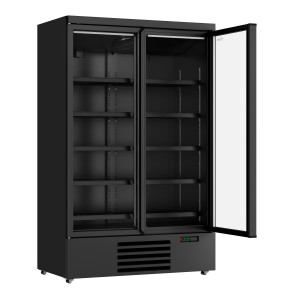 Vitrine Réfrigérée Positive 2 Portes Noir - 1000L | CombiSteel