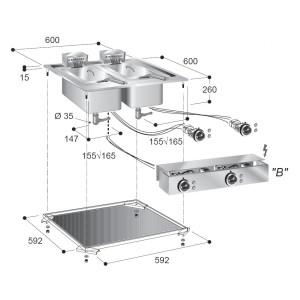 Inbouw Elektrische Friteuse Drop-In - 2 x 10 L - CombiSteel