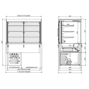 Wandkühlvitrine Drop-In Roll-Up CombiSteel - Optimierte Abmessungen und Leistungen