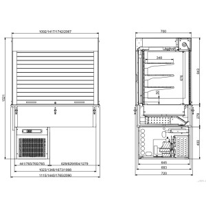 Drop-In Kubieke Wandkoelvitrine - L 1440 x D 720 mm - CombiSteel