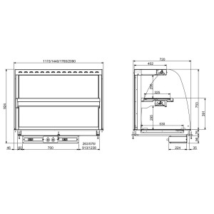 Gewölbte Warmhaltevitrine Drop-In mit Glaskeramikplatte - L 1440 x T 720 mm - CombiSteel