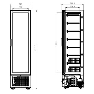 Black Negative Refrigerated Cabinet - 1 Glass Door - 221 L - CombiSteel