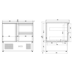 Compacte Positieve Koelwerkbank - 1 Deur en 2 Laden - 257 L - CombiSteel