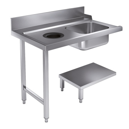 Table de chargement inox - Trou déchets à gauche | CombiSteel