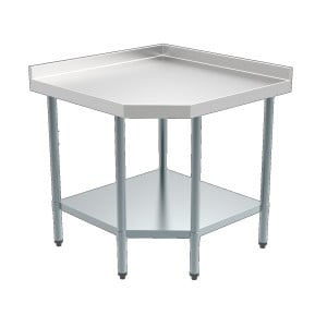 Angular detachable table with backsplash and shelf - Stainless steel furniture CombiSteel