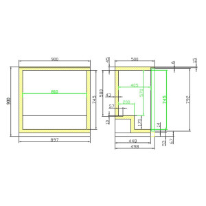 Rückkühlschrank mit 2 Flügeltüren - 198 L Schwarz CombiSteel