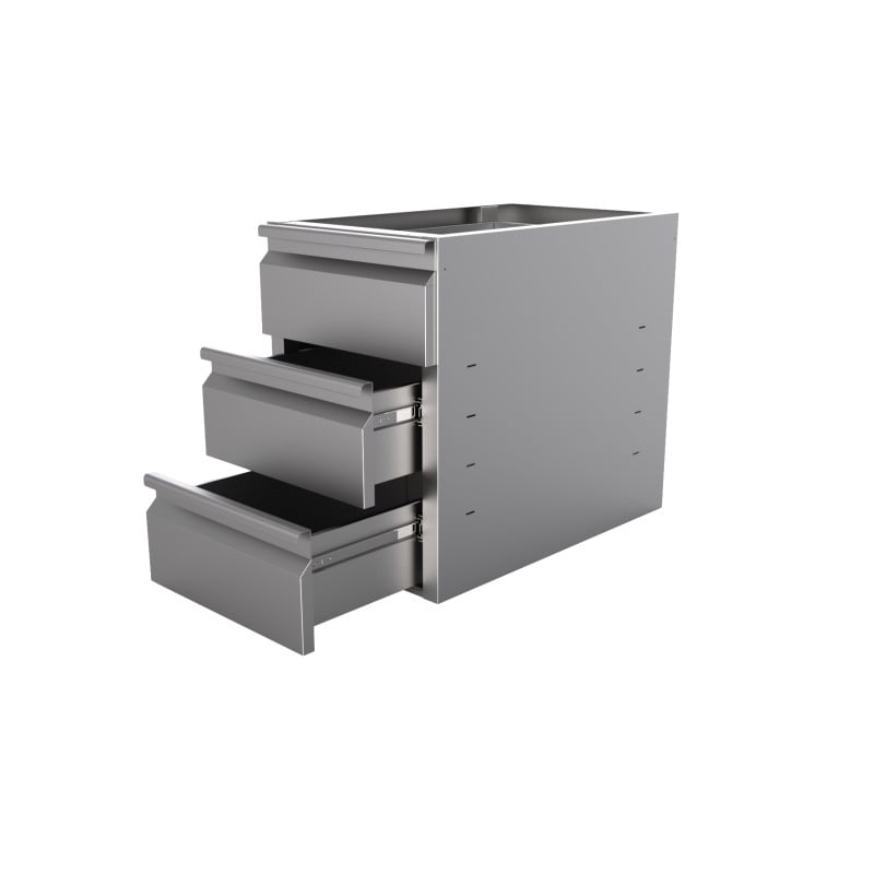 Bloc 3 Tiroirs Inox - Combisteel, Grande Capacité de Stockage