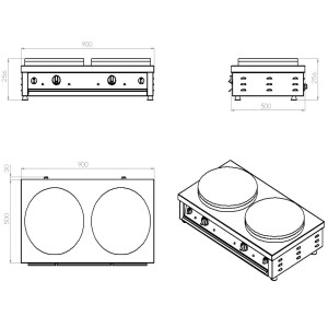 Elektrische Crêpière 2 Platten 40 cm Combisteel Horeca