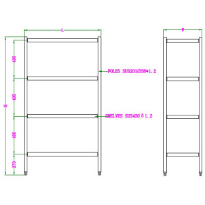 Étagère 4 Niveaux Démontable - L 1200 x P 500 mm - CombiSteel