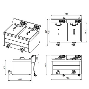 Professionele Elektrische Friteuse - CombiSteel 2x 8L 2x 3000W