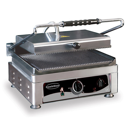 Grill Panini CombiSteel - Puissance 3000 W, Plaques Rainurées en Fonte