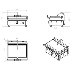 Grill Panini CombiSteel - Leistung 3000 W, Gerillte Platten aus Gusseisen