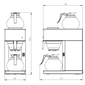 CombiSteel Coffee Machine with 2 Carafes - 1.8 L | Professional Stainless Steel