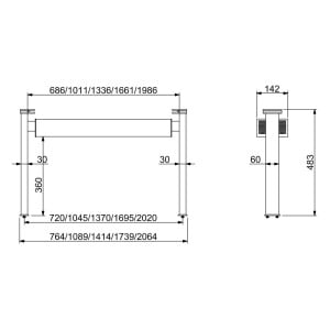 Rampe avec Éclairage LED - Combisteel GN 2/1