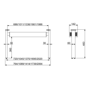 Rampe mit LED-Beleuchtung - Combisteel GN 2/1