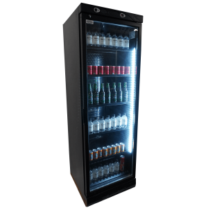 Black Glass Door Beverage Refrigerated Cabinet - 382 L