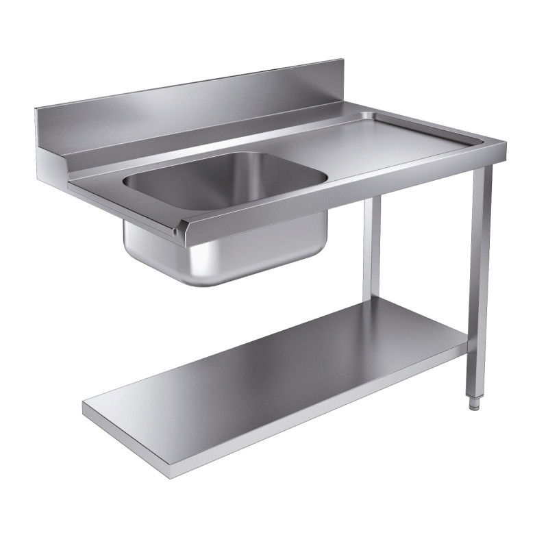 Stainless steel supply table CombiSteel 1200x750 mm with shelf and backsplash