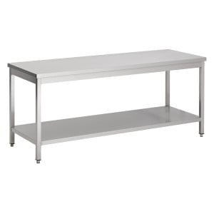 Edelstahltisch mit Regal - Abmessungen 1400 x 700 mm, Combisteel